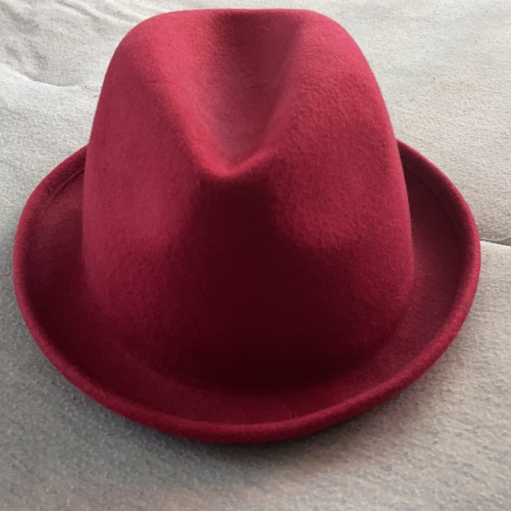 Maroon Velvet Fedora Hat